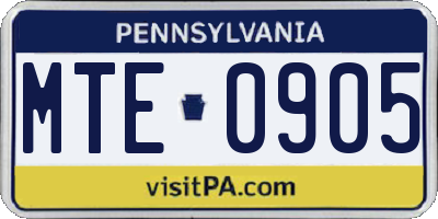 PA license plate MTE0905