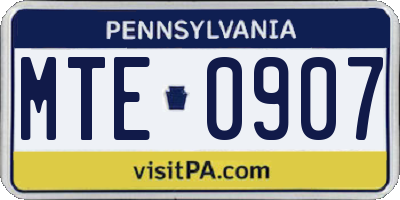 PA license plate MTE0907