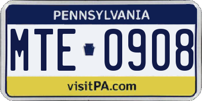 PA license plate MTE0908