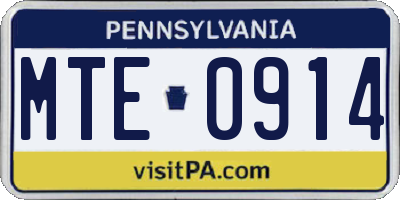 PA license plate MTE0914