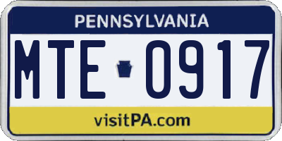 PA license plate MTE0917