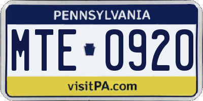 PA license plate MTE0920
