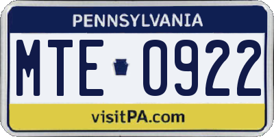 PA license plate MTE0922