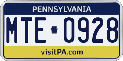 PA license plate MTE0928