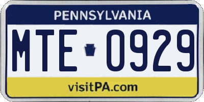 PA license plate MTE0929
