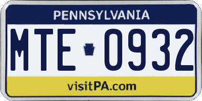 PA license plate MTE0932