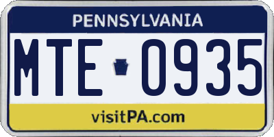PA license plate MTE0935