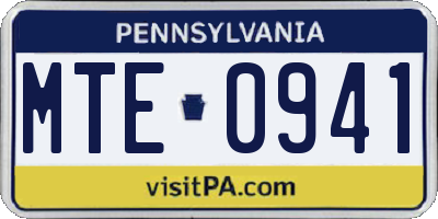 PA license plate MTE0941