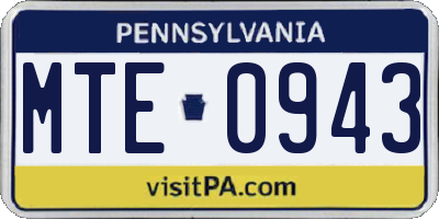 PA license plate MTE0943