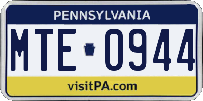 PA license plate MTE0944