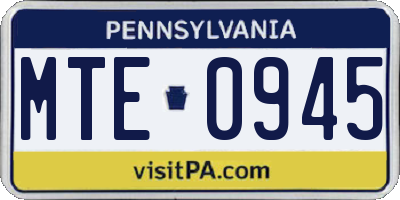PA license plate MTE0945