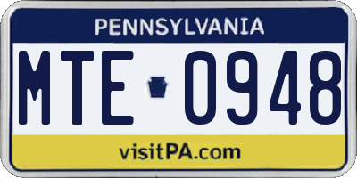 PA license plate MTE0948