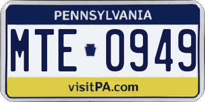 PA license plate MTE0949