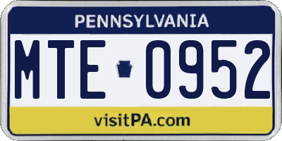 PA license plate MTE0952