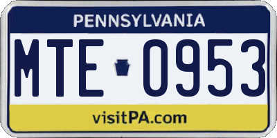 PA license plate MTE0953