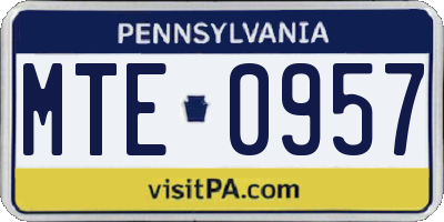 PA license plate MTE0957