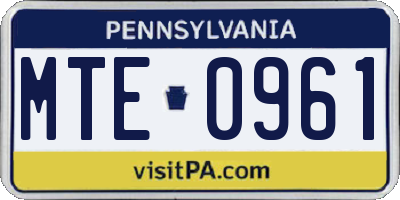 PA license plate MTE0961