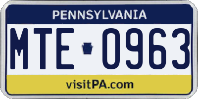 PA license plate MTE0963