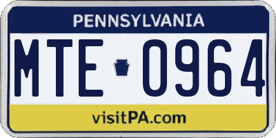 PA license plate MTE0964