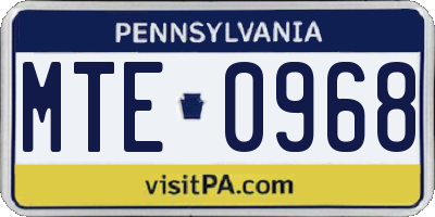 PA license plate MTE0968
