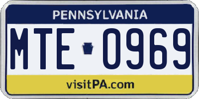 PA license plate MTE0969