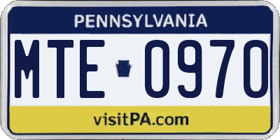 PA license plate MTE0970