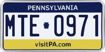 PA license plate MTE0971