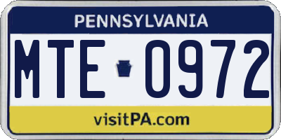 PA license plate MTE0972