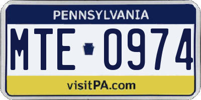 PA license plate MTE0974