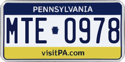 PA license plate MTE0978