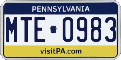 PA license plate MTE0983