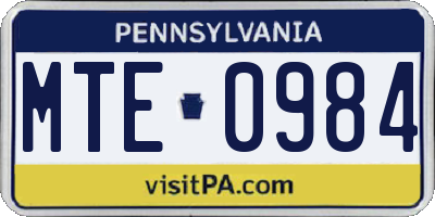 PA license plate MTE0984