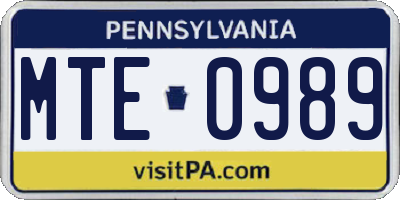 PA license plate MTE0989
