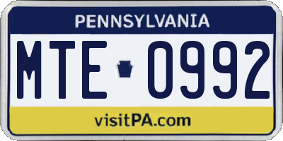 PA license plate MTE0992