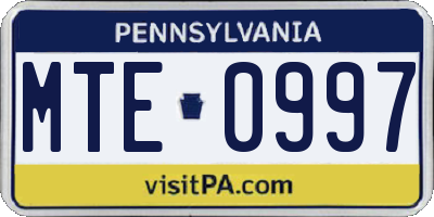 PA license plate MTE0997