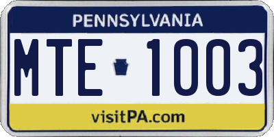 PA license plate MTE1003