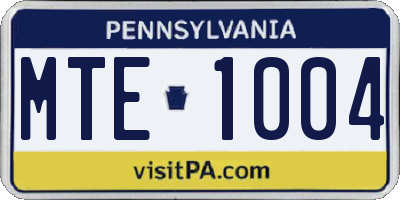 PA license plate MTE1004