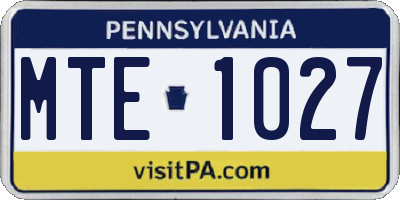 PA license plate MTE1027
