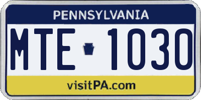 PA license plate MTE1030