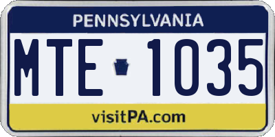 PA license plate MTE1035