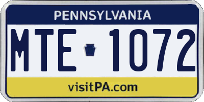 PA license plate MTE1072