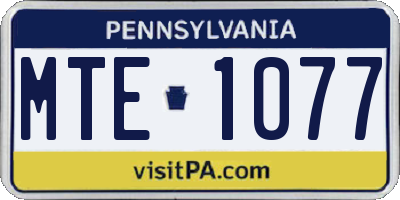 PA license plate MTE1077