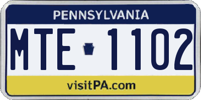 PA license plate MTE1102