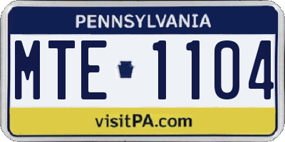 PA license plate MTE1104