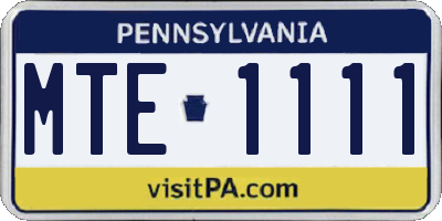 PA license plate MTE1111