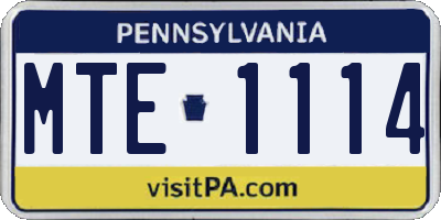 PA license plate MTE1114