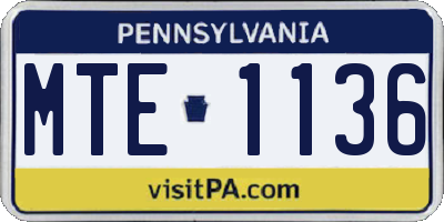 PA license plate MTE1136
