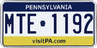 PA license plate MTE1192