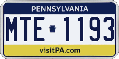 PA license plate MTE1193