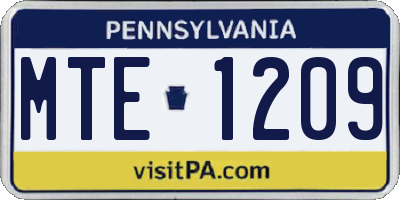 PA license plate MTE1209